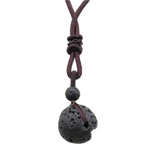 black lava necklace, approx 16mm, 3mm