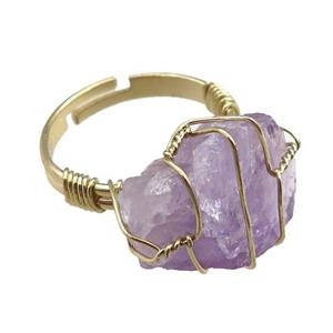 amethyst Rings, adjustable, wier wrapped, approx 14-20mm