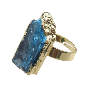 blue kyanite Rings, adjustable, gold plated, approx 16-25mm