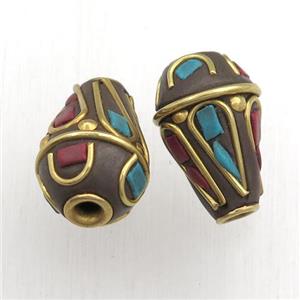 tibetan beads, brass, teardrop, approx 12-17mm