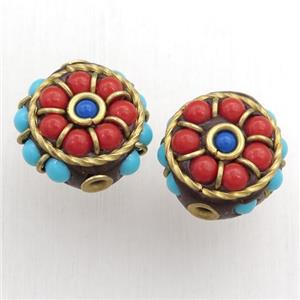 tibetan beads, brass, circle, approx 17mm