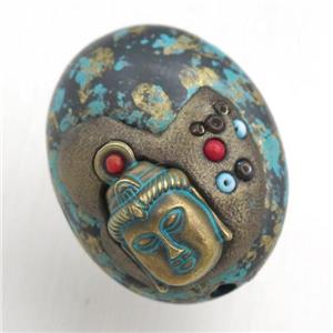 tibetan style buddha beads, brass, approx 25-31mm