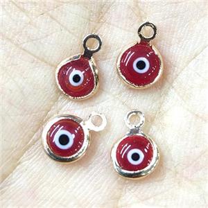 red Lampwork evil eye pendant, approx 6mm dia