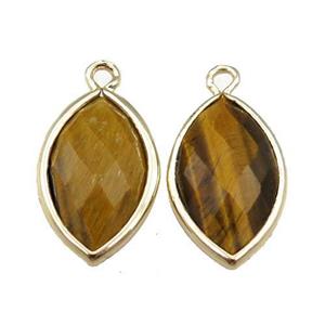 tiger eye stone pendant, faceted horseeye, gold plated, approx 11-18mm