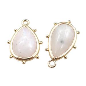 white moonstone teardrop pendant, gold plated, approx 12-16mm