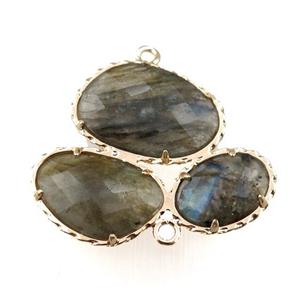 Labradorite connector, gold plated, approx 30-35mm