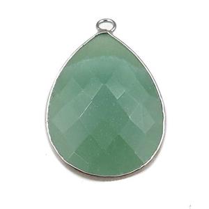 green Aventurine pendant, faceted teardrop, approx 18-25mm