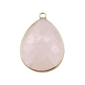 rose quartz pendant, faceted teardrop, approx 18-25mm