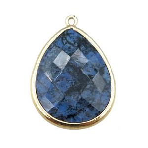 blue Dumortierite pendant, faceted teardrop, approx 18-25mm