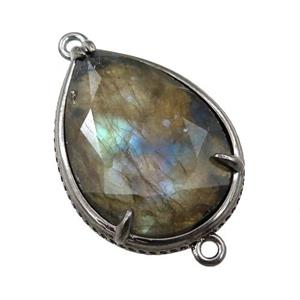 Labradorite connector, faceted teardrop, approx 20-28mm