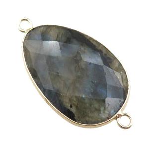 Labradorite connector, faceted teardrop, approx 20-30mm