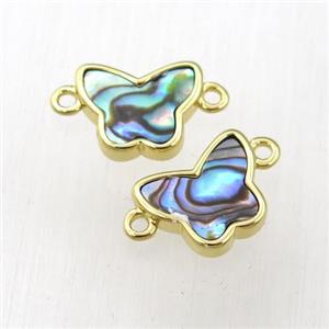 Abalone Shell butterfly connector, gold plated, approx 10-12mm