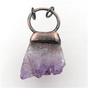 Amethyst Druzy pendant, antique red, approx 25-50mm
