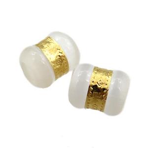 white cats eye stone tube beads with large hole, approx 10x12mm, 4mm hole