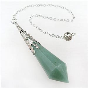 green aventurine pendulum pendant, approx 17-70mm, chain: 16cm length