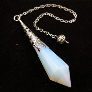 white Opalite pendulum pendant, approx 17-70mm, chain: 16cm length