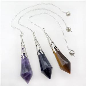 mix Gemstone pendulum pendant, approx 17-70mm, chain: 16cm length
