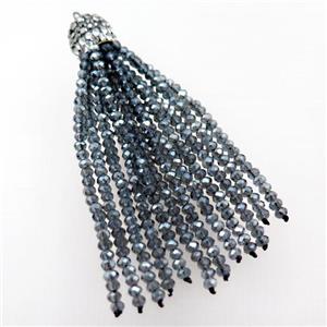 Tassel pendant with crystal glass, approx 12mm, 60mm length