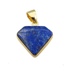 blue Lapis Lazuli diamond pendant, approx 14-16mm