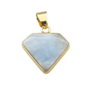 blue Aquamarine diamond pendant, approx 14-16mm