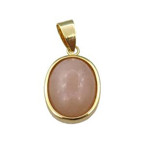 peach moonstone oval pendant, approx 14-18mm