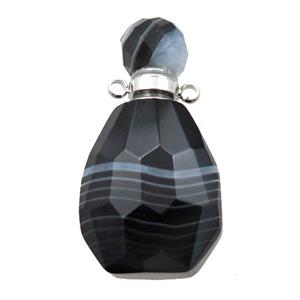 black striped Agate perfume bottle pendant, approx 18-37mm