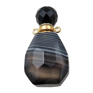black striped Agate perfume bottle pendant, approx 18-37mm