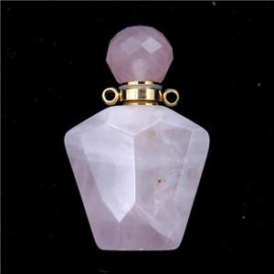 Rose Quartz perfume bottle pendant, approx 23-36mm