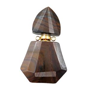 Tiger eye stone perfume bottle pendant, approx 28-48mm