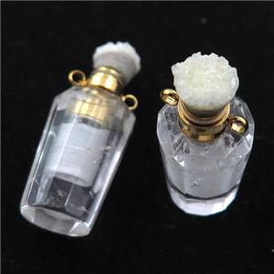 Clear Quartz perfume bottle pendant with druzy, approx 13-32mm