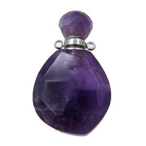 purple Amethyst perfume bottle pendant, approx 23-38mm