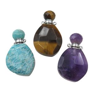 mix Gemstone perfume bottle pendant, approx 23-38mm