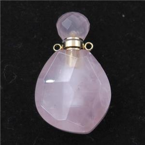 Rose Quartz perfume bottle pendant, approx 23-38mm