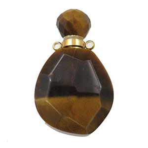 Tiger eye stone perfume bottle pendant, approx 23-38mm