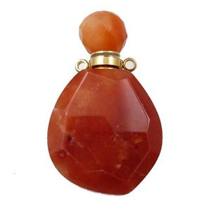 red Chalcedony perfume bottle pendant, approx 23-38mm