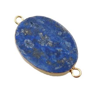 blue Lapis oval connector, gold plated, approx 25-35mm