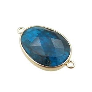 blue Apatite oval connector, gold plated, approx 18-25mm