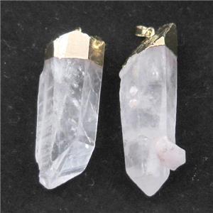Clear Quartz stick pendant, gold plated, approx 13-60mm