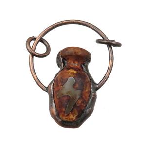 Dzi Agate gourd pendant, antique red, approx 17-25mm