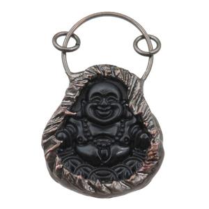 black Crystal Glass buddha pendant, antique red, approx 35-40mm