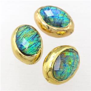 Ammolite barrel beads, gold plated, approx 18-25mm
