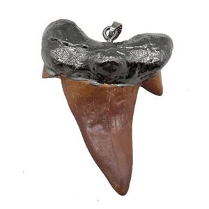 resin pendant, sharktooth, black plated, approx 45-60