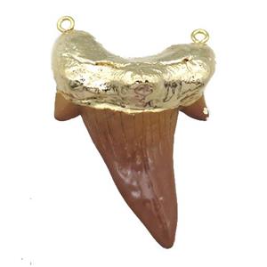 resin pendant with 2loops, sharktooth, gold plated, approx 45-60