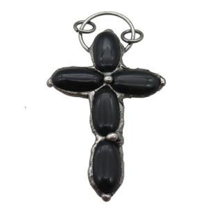 black onyx cross pendant, approx 45-65mm