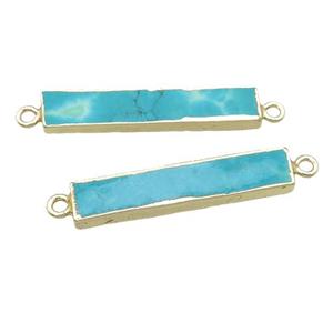 green magnesite turquoise connector, rectangle, gold plated, approx 7-33mm