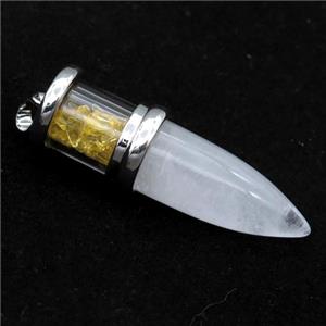Crystal Quartz bullet pendant, approx 13-48mm