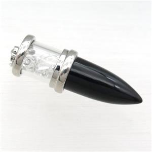 black Onyx Agate bullet pendant, approx 13-48mm