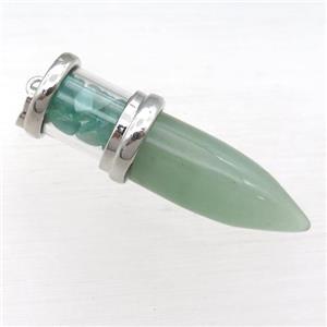 green Aventurine bullet pendant, approx 13-48mm
