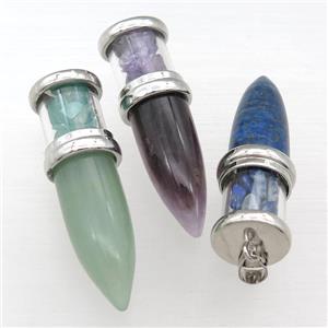 mixed Gemstone bullet pendant, approx 13-48mm