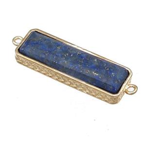 blue Lapis rectangle connector, gold plated, approx 10-28mm